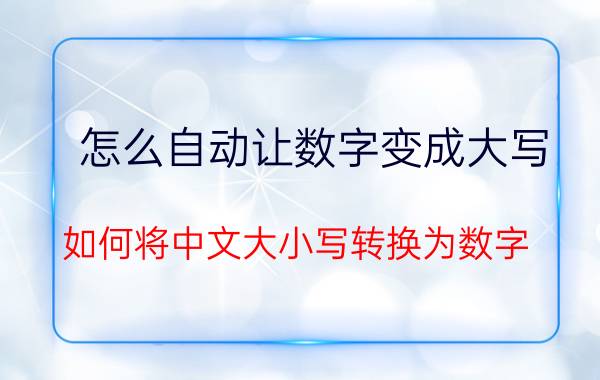 怎么自动让数字变成大写 如何将中文大小写转换为数字？